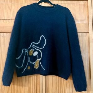 Cashmere Wool Blend Britte Clothing Sweater with Cute Dog Design